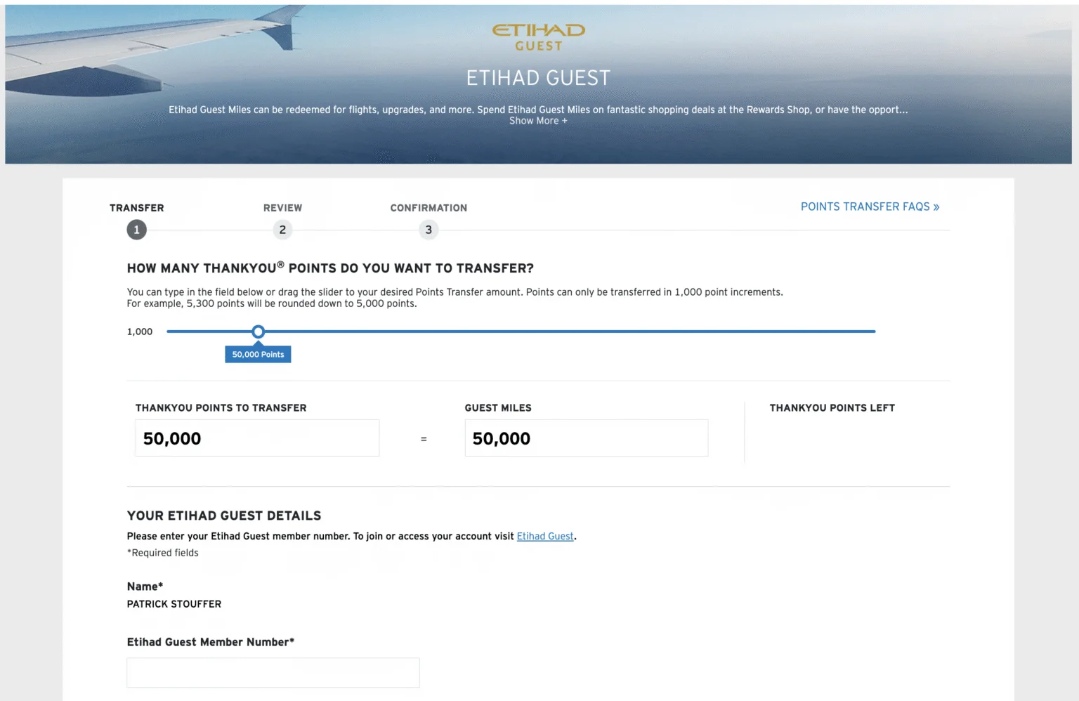 Enter the amount, your LifeMiles number, then submit